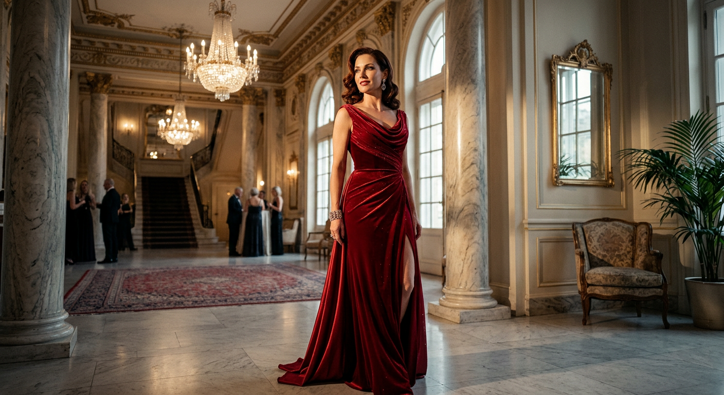 Elegancia en Vestido Rojo